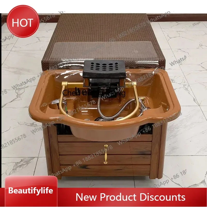 03 Shampoo Chair Water Circulation Head Therapy Lying Completely Beauty Salon Fumigation Massage Therapy Bed