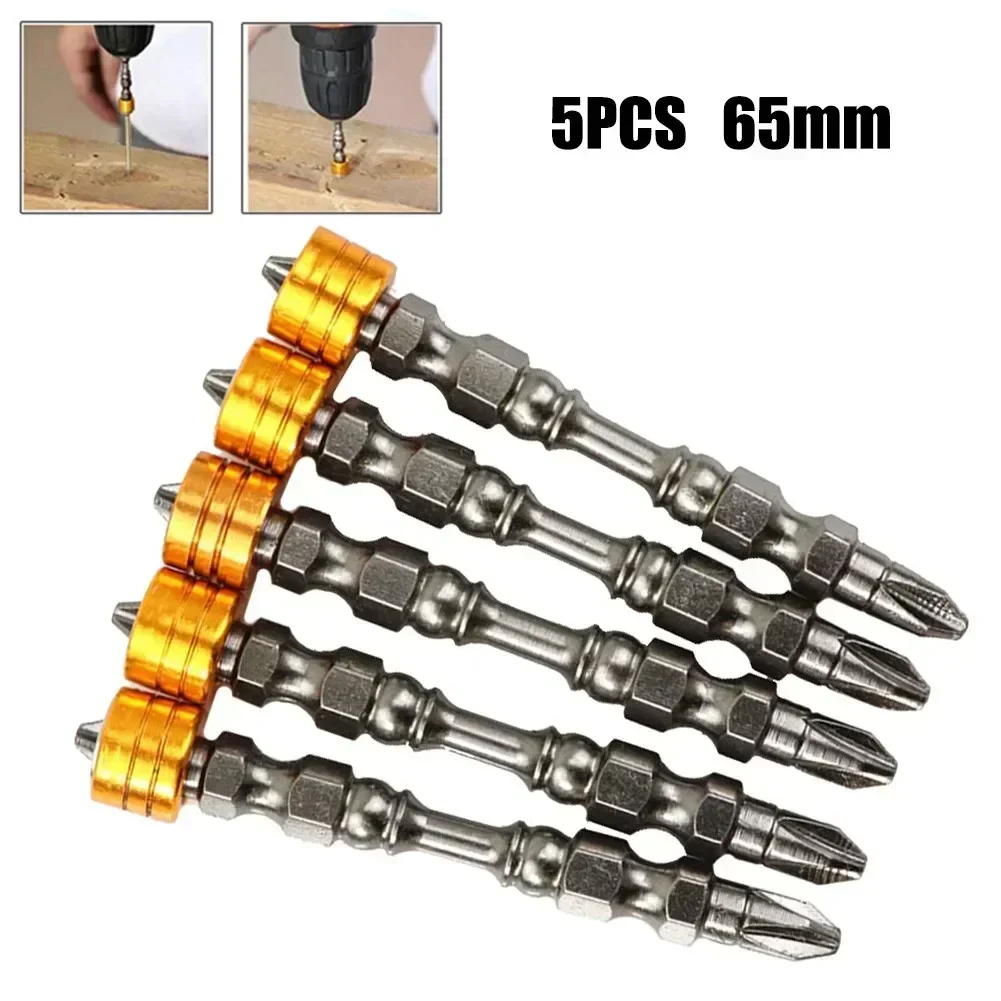 5pcs Cross Drill Bits Magnetic Screwdriver PH2 S2 Alloy Steel Double-Headed Cross Drill Bit 65mm For  Electric Screwdrivers