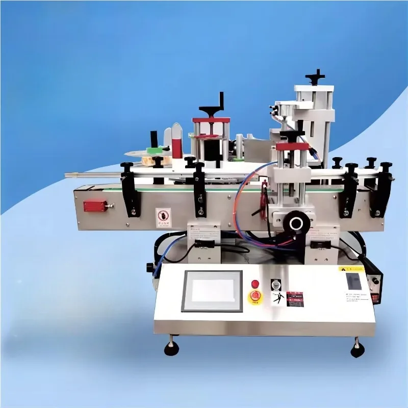 Tabletop Small Automatic Round Bottle Labeling Machine High Precision Sticker Labels Applicator Plastic Round Bottles Industrial