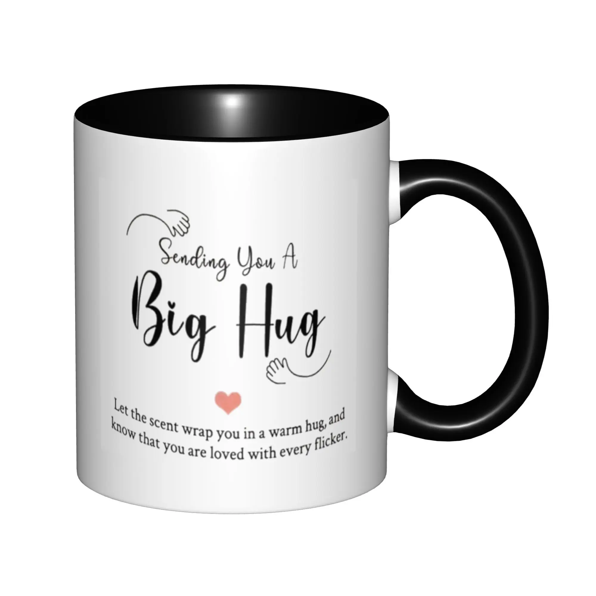 

Sending You A Big Hug Heart Mugs With Black Handle Birthday Coffee Mugs Ceramic Tea Cups 11oz