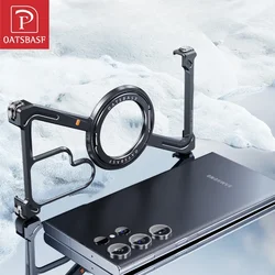 Oatsbasf Metal Magsafe Phone Case for Samsung Galaxy S24/S24+/S24 Ultra Frame-Free Bumper Anti-Slip Phone Cover Easy Disassembly