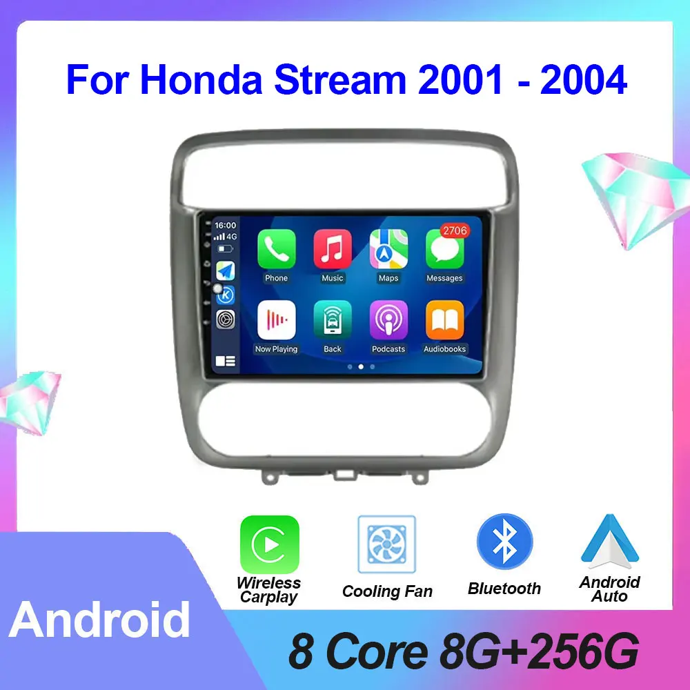 

Автомагнитола на Android для Honda Stream 2001-2004, мультимедийный видеоплеер с GPS-навигацией, Автомобильная магнитола с Wi-Fi и DSP радио, 2DIN, DVD, инструменты, вентилятор