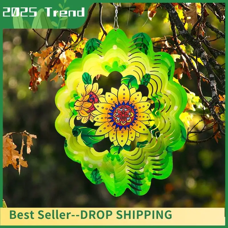 

3D Спиннер для ветра Подсолнух 12-дюймовый садовый лазерный вырез Подвесные спиннеры для ветра Металлический кинетический двор Арт-деко Внутренний/наружный декор Прочный