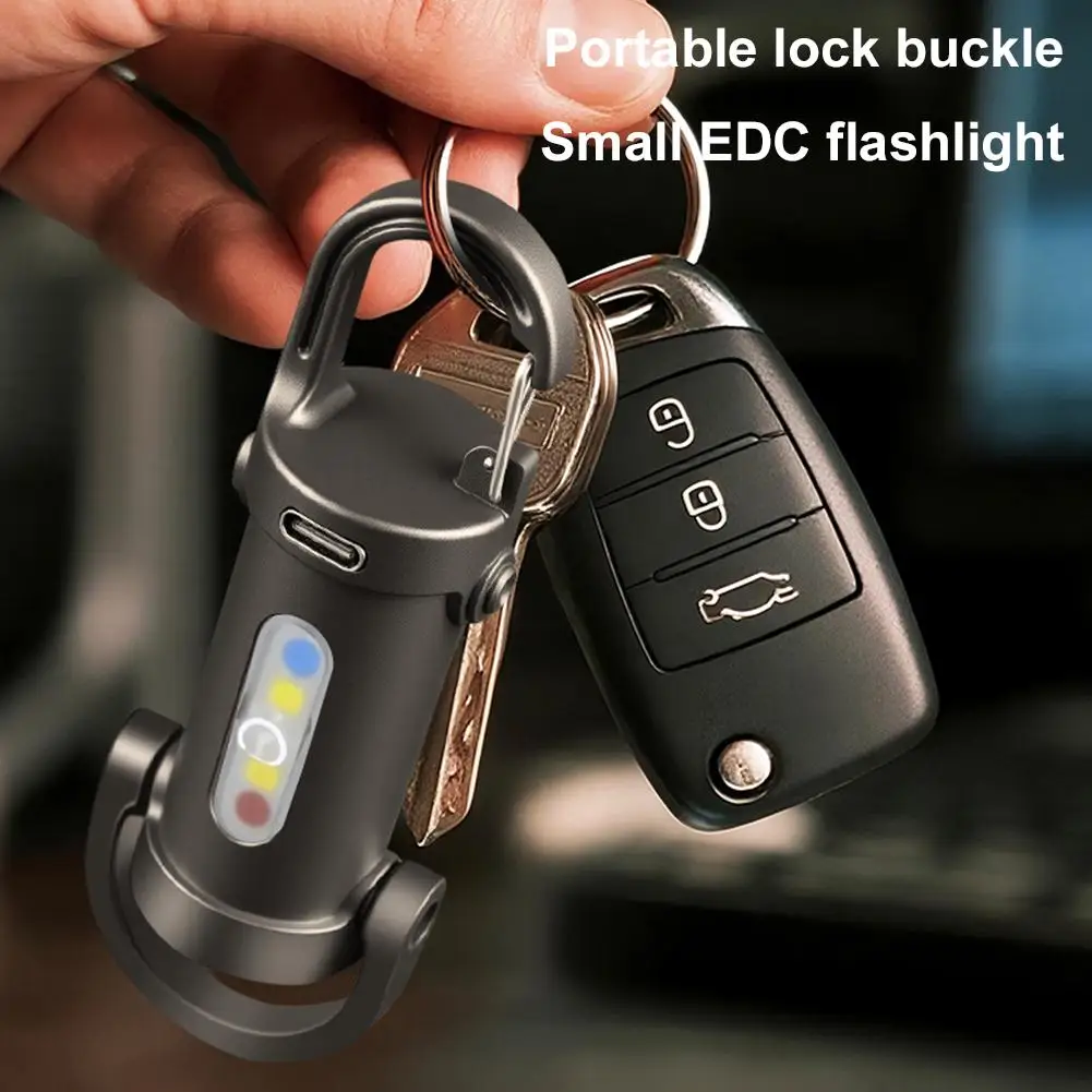 Mini Portable Keychain Flashlight Multifunction COB Work Light 6 Modes Emergency Rechargeable Light For Walking Searching Hiking