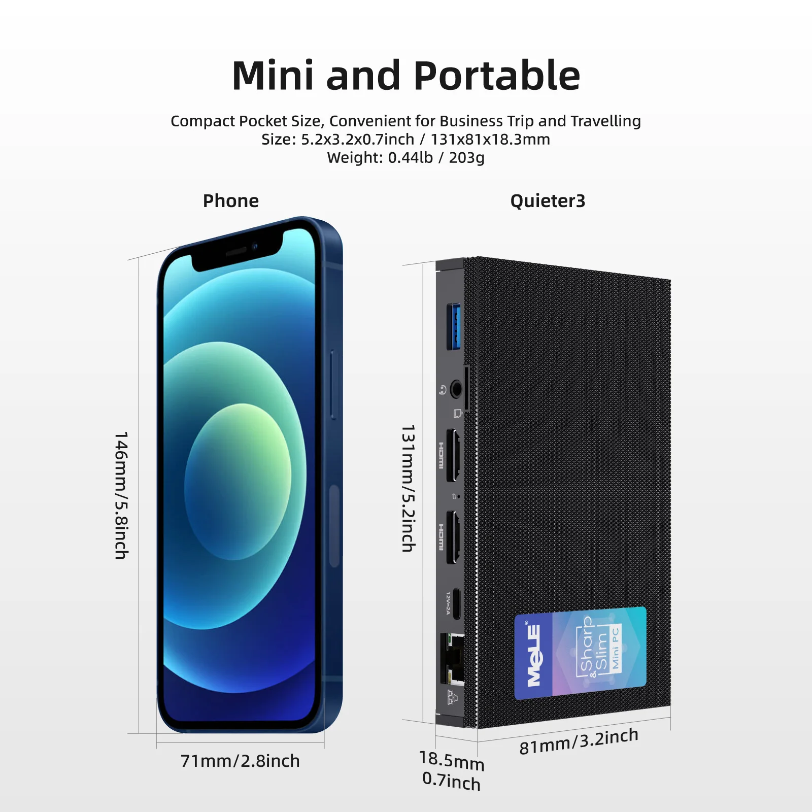 Groothandel Mele Quieter3q Fanless Mini Computer Win11 Pro N5105 8G 128G Intel Mini Pc Nvme Ssd 4K Hdmi Hdr 2.4G 5G Gigabit Pxe