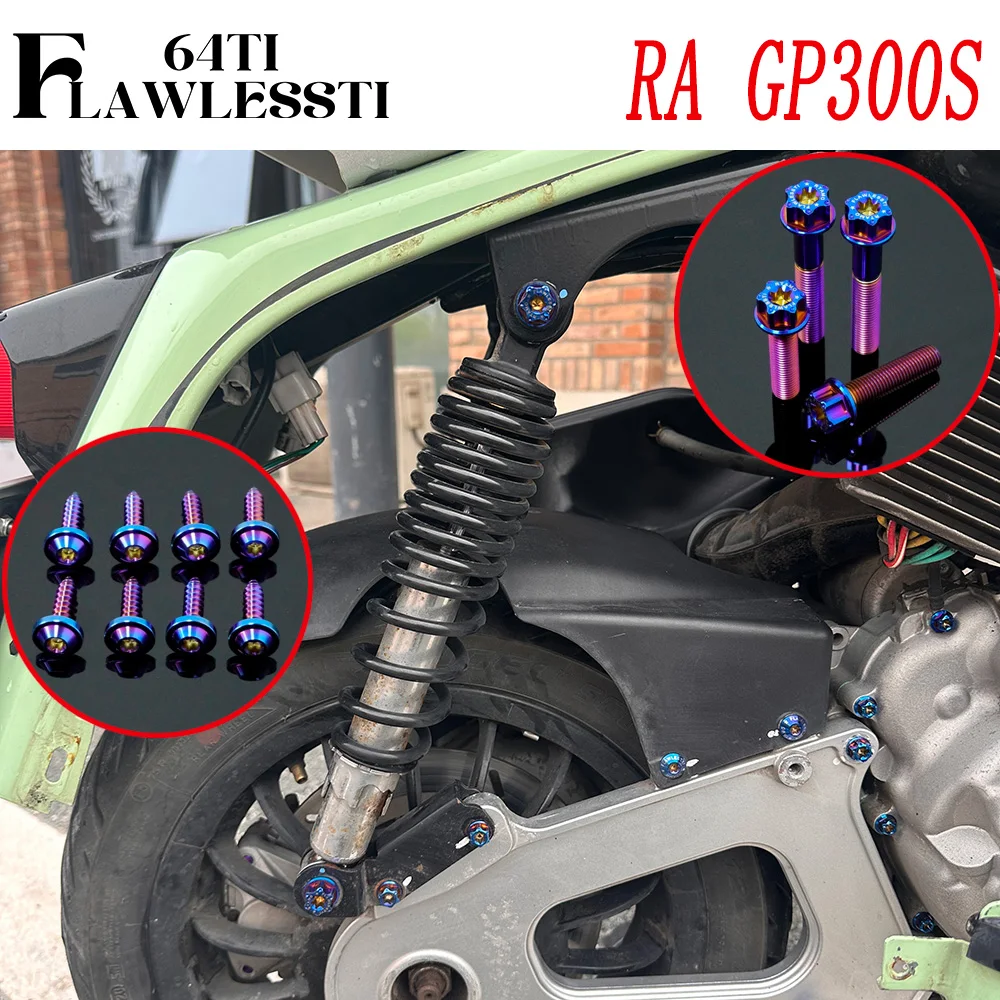 FLAWLESSTI Gr5 Titanium Bolt Air Filter Engine Cover Water Pump Rear Fender Shock Swingarm Bolt For RA GP300S