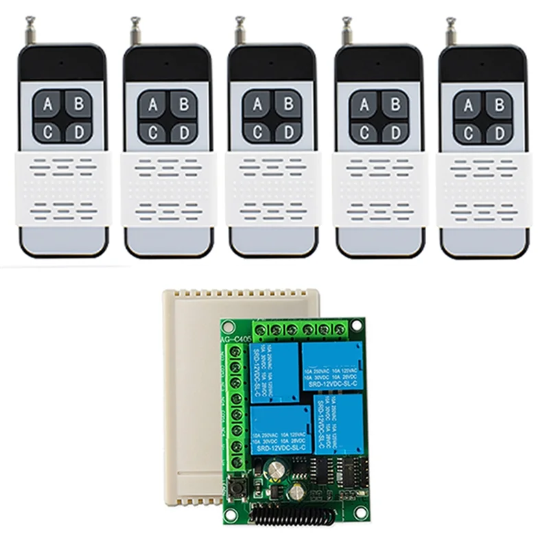 

【Горячая сделка!】РЧ беспроводной пульт дистанционного управления 433 МГц AC 110 В 120 В 240 В 220 В 30 А 4 канала реле для освещения гаражных ворот системы доступа к двери