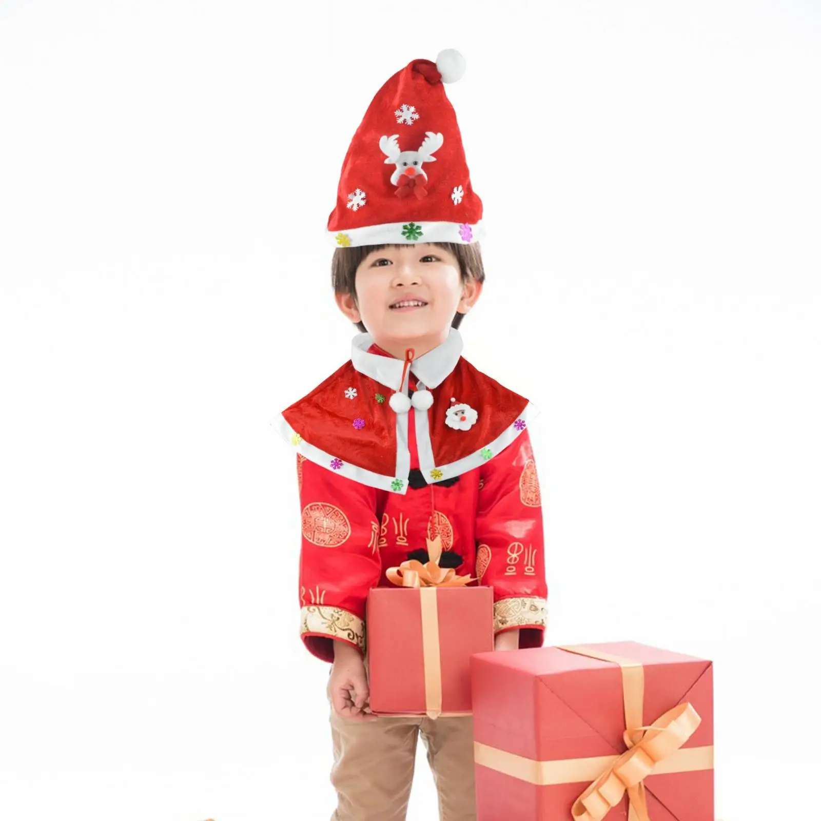 

Christmas Costume Cloak Santa Claus Costume Fancy Dress Up Red Velvet Cape W/