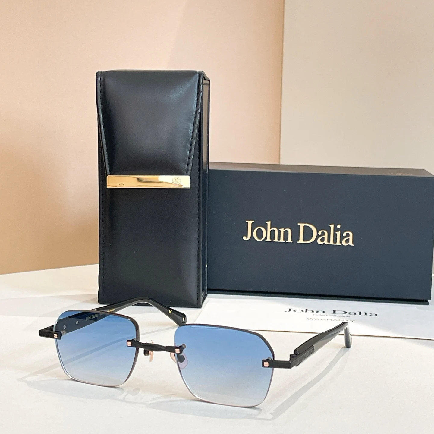 Originele ontwerper voor JOHN DALIA JD DWAYNE Luxe mannen vrouwen zonnebril randloze premium mode UV400 unisex brillen met doos