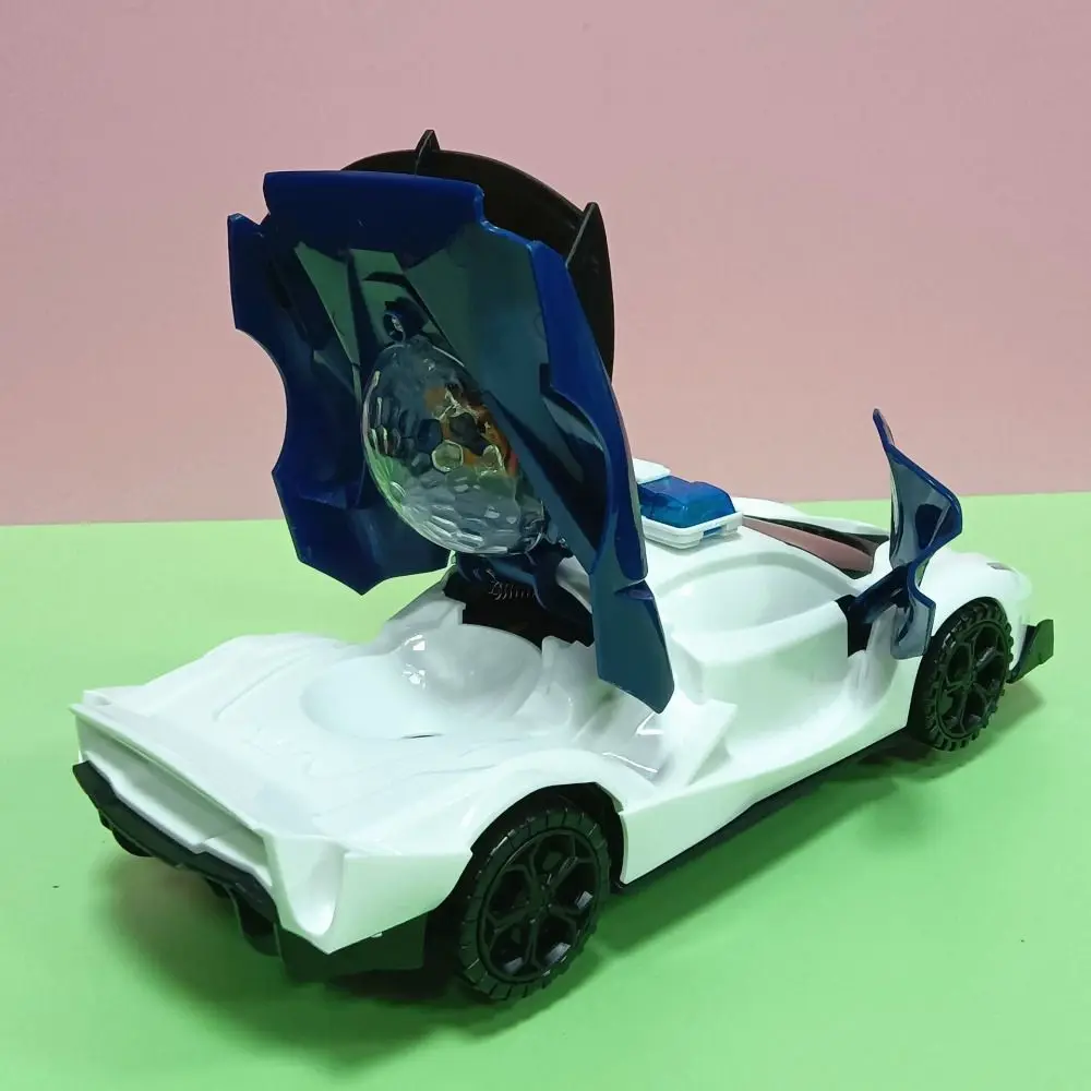 

Transform Vehicle 360° Rotating Police Car Toy Music Sound Sensory Toys LED Light Police Car Toy Omnidirectional Driving