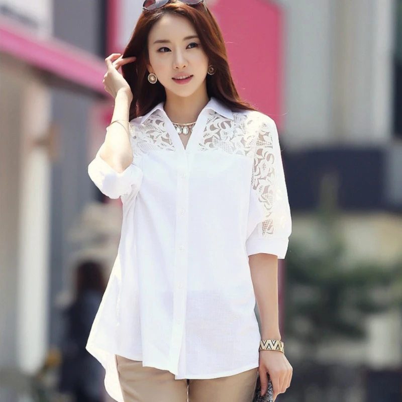Women Spring Autumn Style Blouses Shirts Lady Casual Long Sleeve Turn-down Collar Cartoon Embroidery Blusas Tops Large size chif