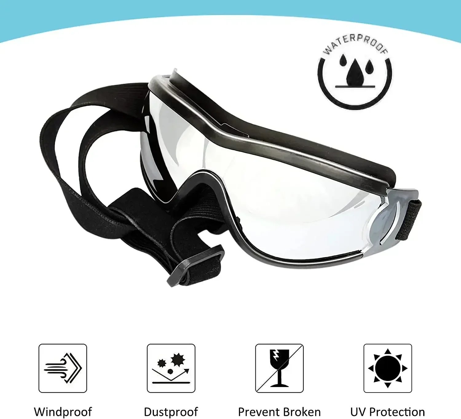 Dog Goggles Adjustable Strap Pet Goggles for Medium To Large Dog for Travel Skiing and Anti-Fog Dog Snow Goggle Dog Accessories