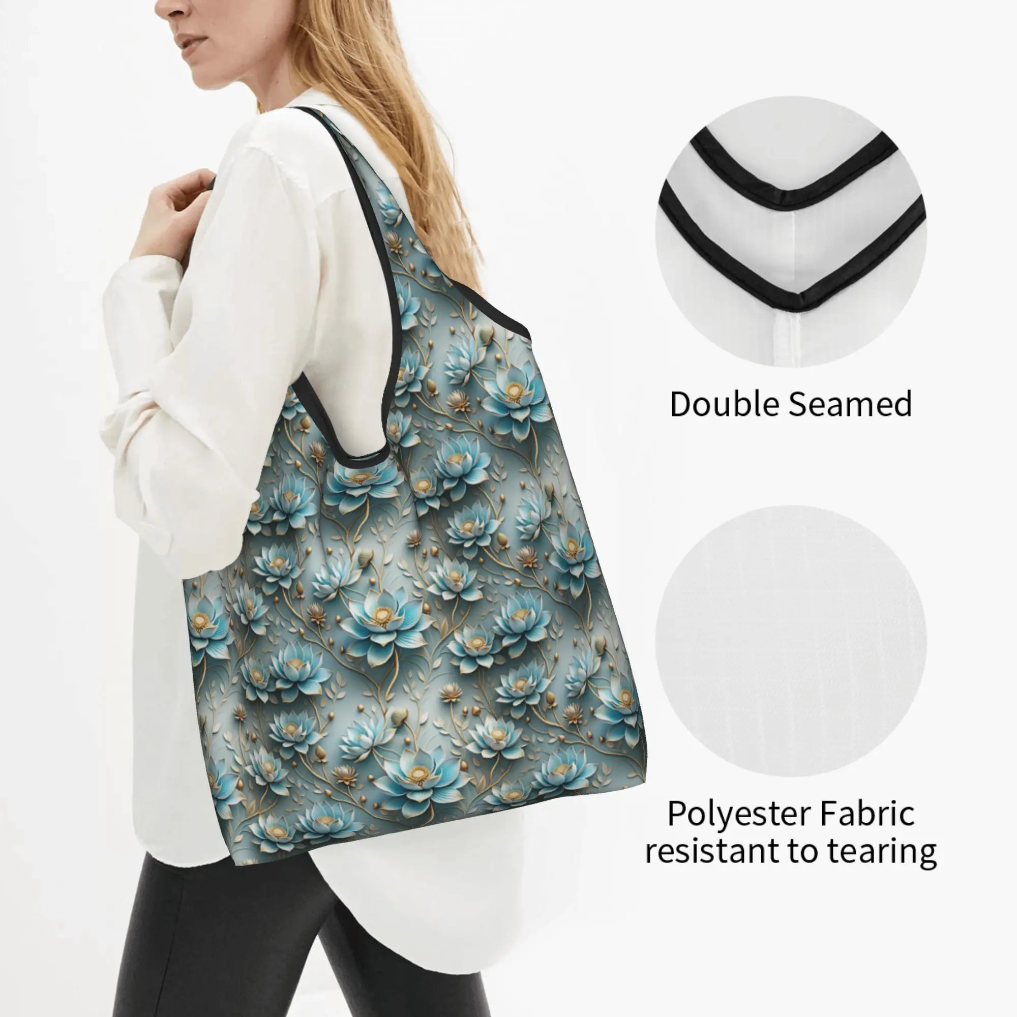 Luxury High 3D Floral Groceries Tote Shopping Bags Women Cute Fashion Trend 3D Flowers Shopper Shoulder Bags Handbag
