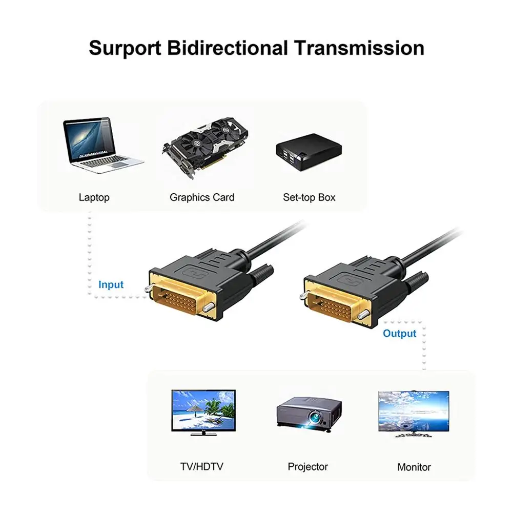 Dvi إلى Dvi عالية السرعة محول كابل مطلية بالذهب التوصيل Od4.2 1080p 60hz ربط خط لمراقبة التلفزيون العارض