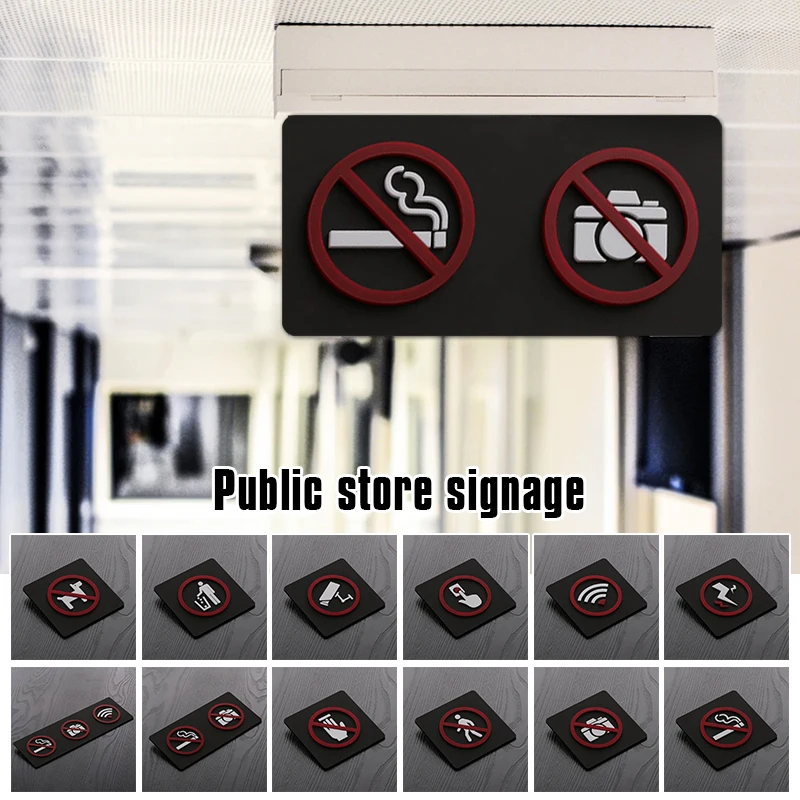 Warning Sign Warning Plaque Video Surveillance Public Shope Signage No Smoking Logo Acrylic Restroom Prompt Sign Home Decor - Image 5