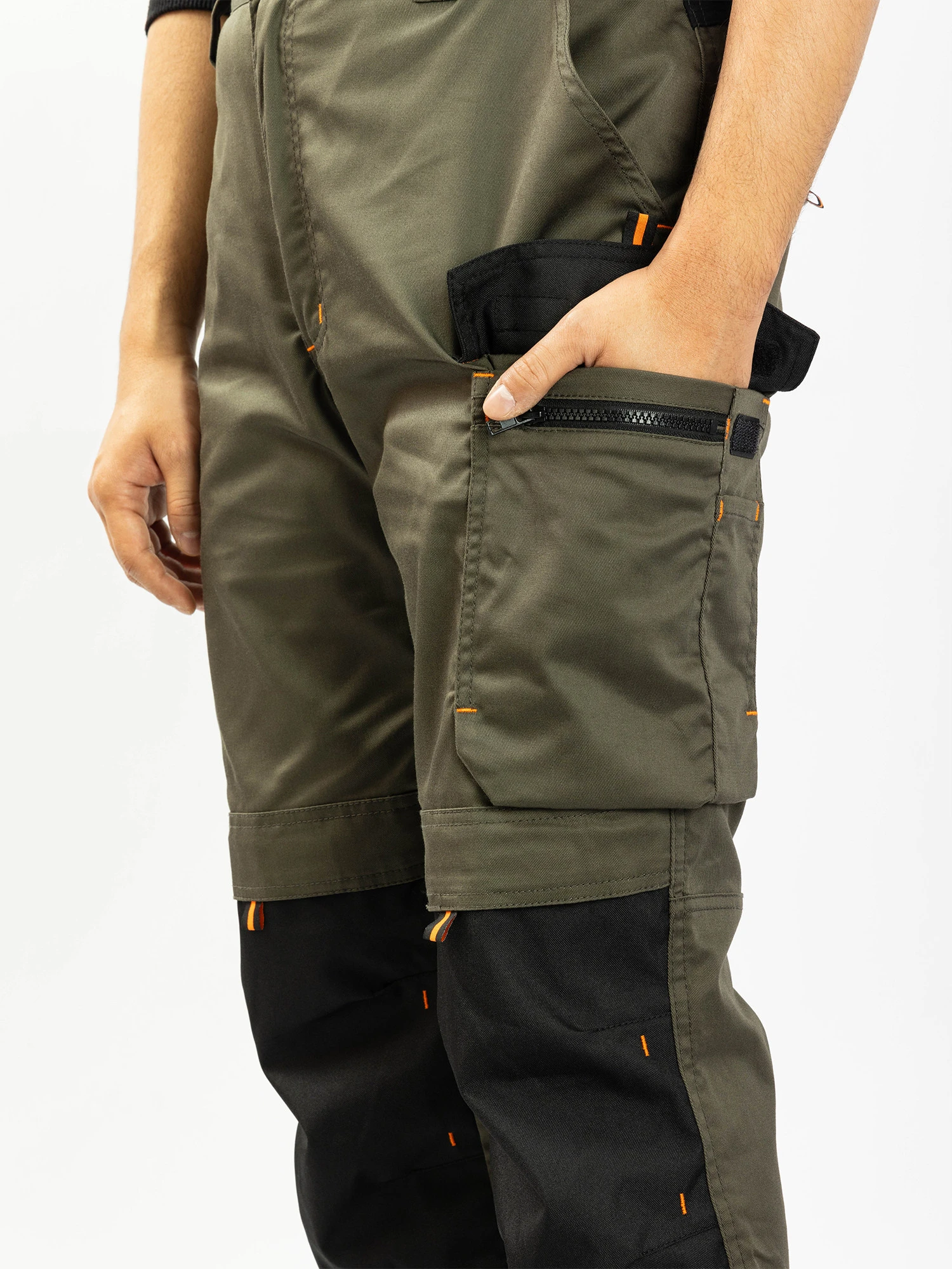 Men's Multi-Pocket Work Pants, Durable and Stain-Resistant, Safety Workwear for Auto Repair, Elastic Waist, Multi-Functional Eng