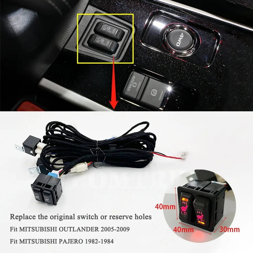 12V Build-in Car Seat Heater Kits Fit 2 Seats Alloy Wire/Carbon Fiber Heating Pad For MITSUBISHI OUTLANDER 2005-2009 PAJERO1982
