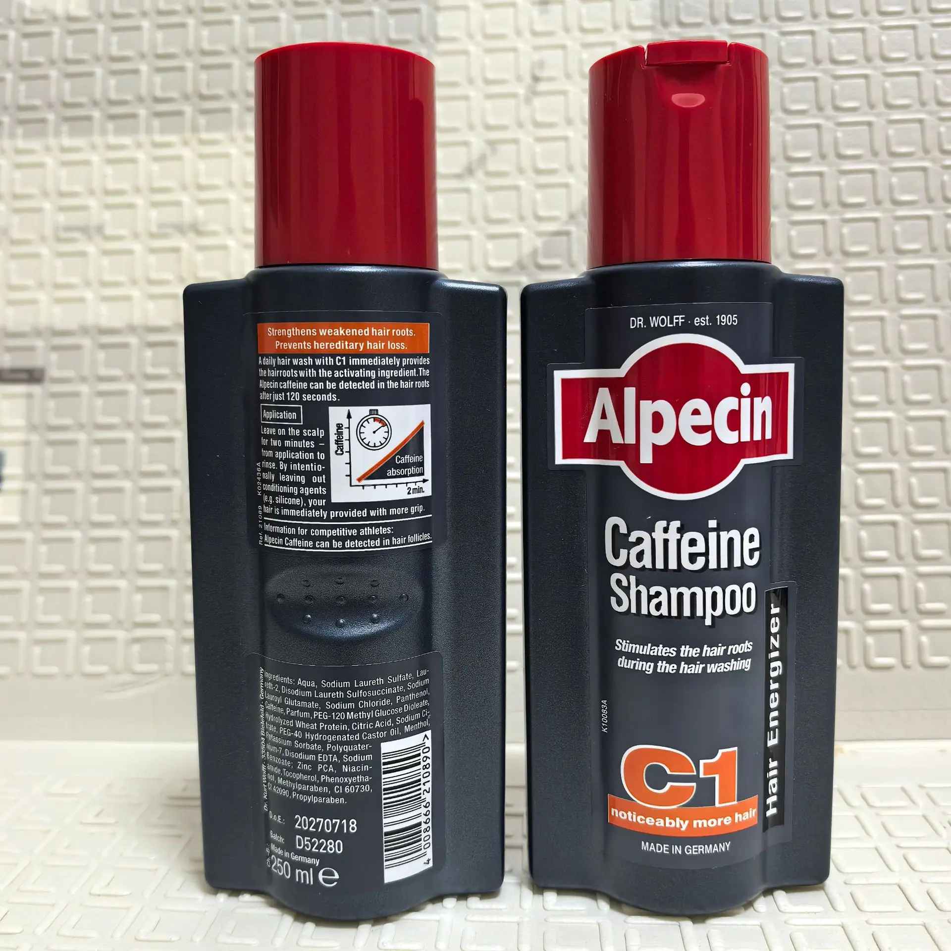 Alpecin Caffeine Shampoo Natural Plant Nourishing Anti-Hair Loss Shampoo Silicone Oil-Free Fluffy Anti-Dandruff Hair Care 250ml
