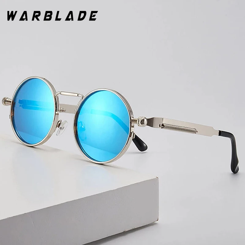 

Солнцезащитные очки в металлической круглой оправе в стиле панк для женщин и мужчин, роскошные брендовые дизайнерские солнцезащитные очки для спорта на открытом воздухе, вождения, винтажные оттенки UV400