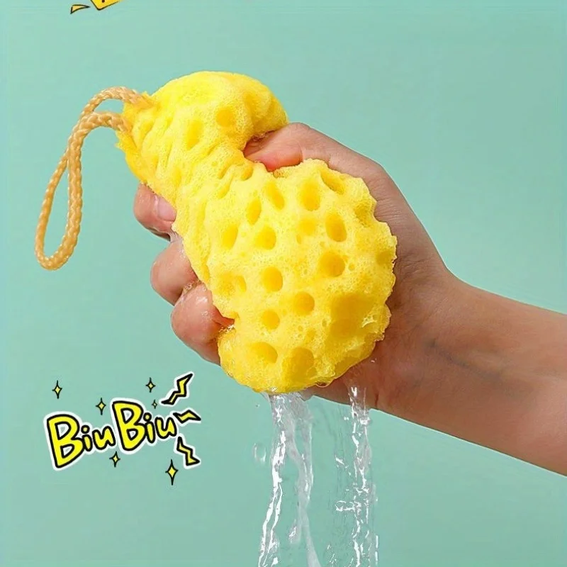 قطعة واحدة من إسفنجة حمام على شكل قرص العسل اليابانية - إسفنجة استحمام فائقة النعومة مع خلايا قرص العسل، قبضة غير قابلة للانزلاق، جسم تقشير لطيف