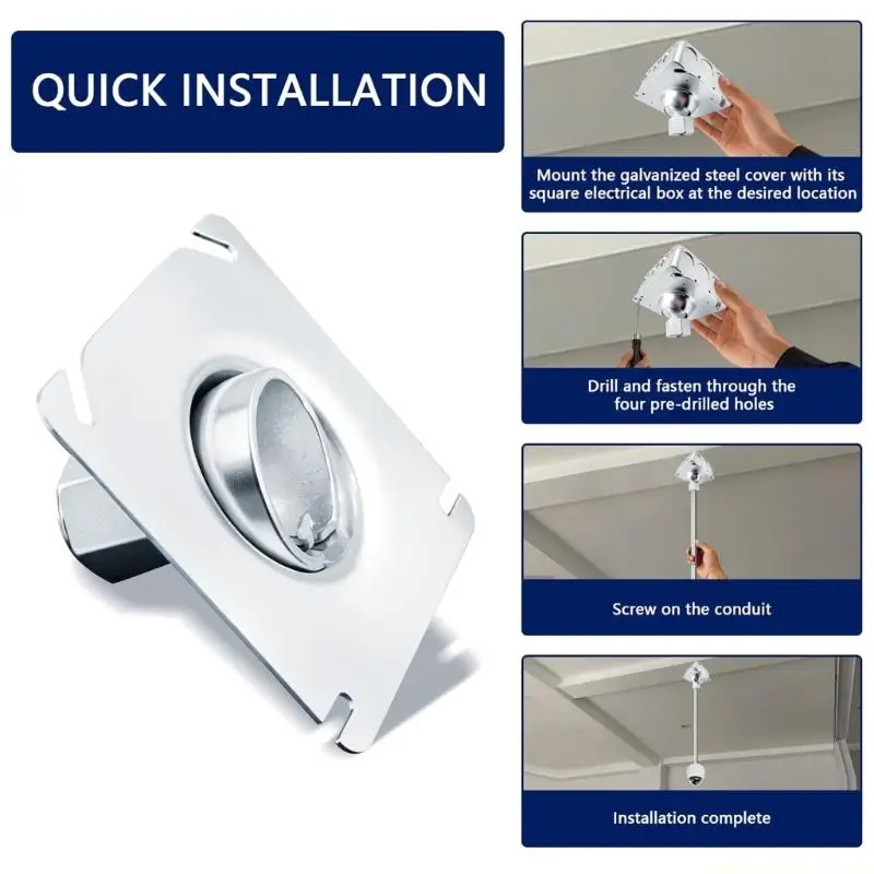 QX2E Flexible 20 Degree Ceiling Bracket Corrosion Resistant Stainless Steel Square Pendant Fixture Hanger