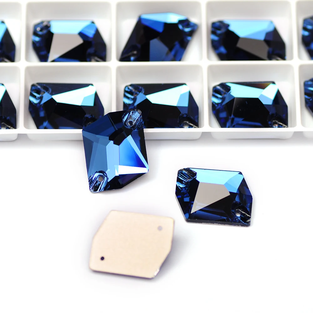 Encantador Cosmic Sew em Strass, vidro safira, Flatback costura pedras para roupas, vestuário DIY, sacos artesanais, K9