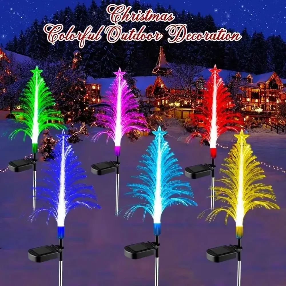 Color Changing Solar Jellyfish Lights 5-Layer Waterproof Fiber Optic Reed Lamps Solar Powered 7 Colors Solar Powered Lights