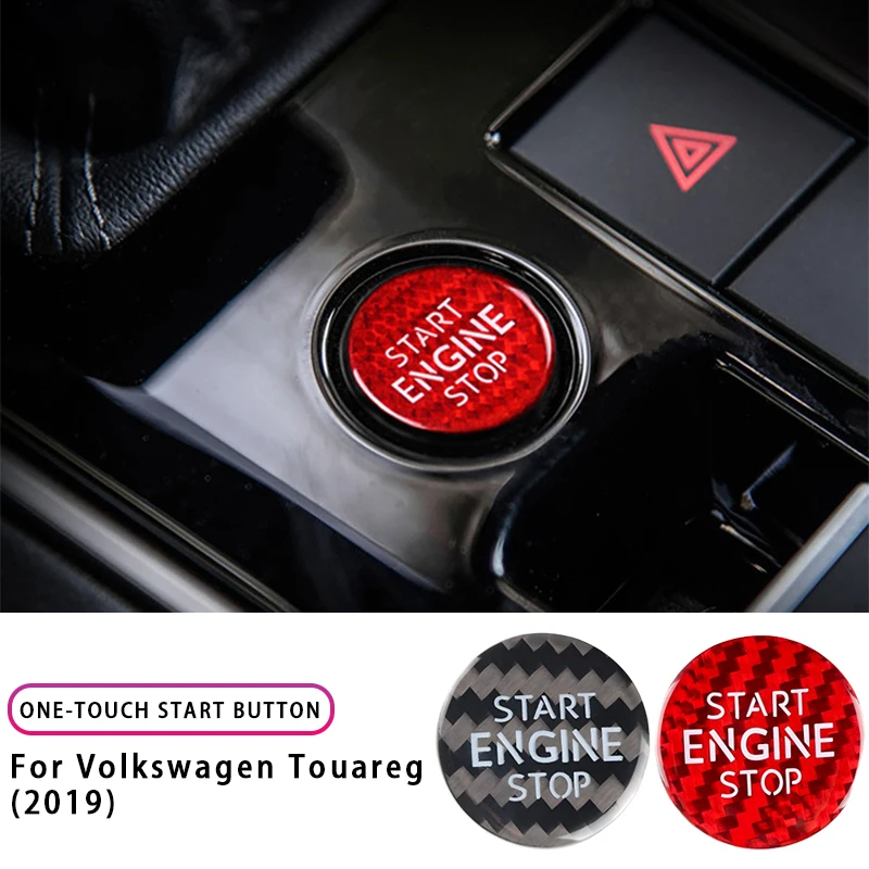 Real Carbon Fiber Car Engine Start Stop Button Trim Sticker Cover Interior Accessories For VW Volkswagen Touareg 2019