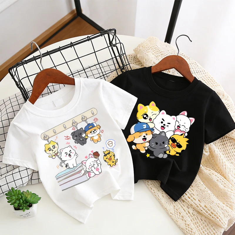 

Kpop ENHYPEN T-shirt Children Short Sleeve Boy Girl Tees Cartoon Wear Kids T Shirt Fashion Cotton Tops Summer Clothes Gift New
