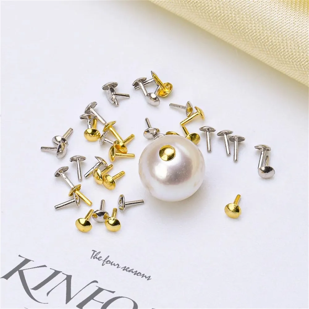 

DIY Pearl Accessories K Gold Round Plug S925 Sterling Silver Through-hole Pearl Plug Baroque A-Piao Accessories Z010