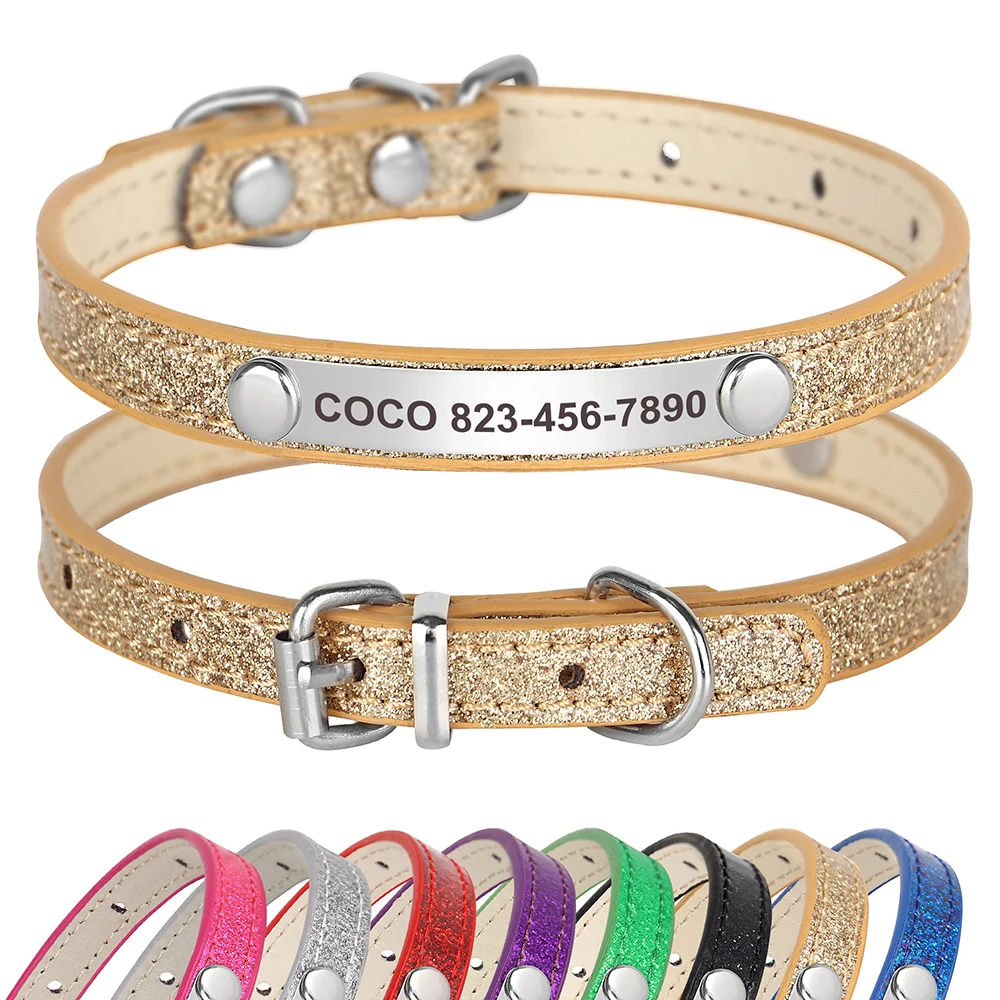 Personalized Puppy Kitten Collar For Small Medium Dogs Cats Custom Adjustable Free Engraved Nameplate ID Tag Pet Collars Perros