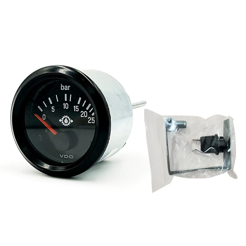 52Mm VDO Oil Pressure Gauge 0-25Bar 12V Diesel Generator Parts Car Excavators Engineering Vehicle Accessories For Car