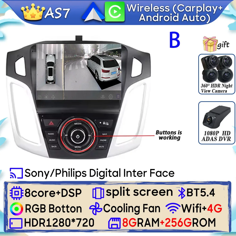 Android 15 Autoradio Voor Ford Focus 3 Mk 3 2011 2012 2013 2014 2015-2019 GPS Navigatie Android Auto Carplay Wifi Stereo Geen 2din