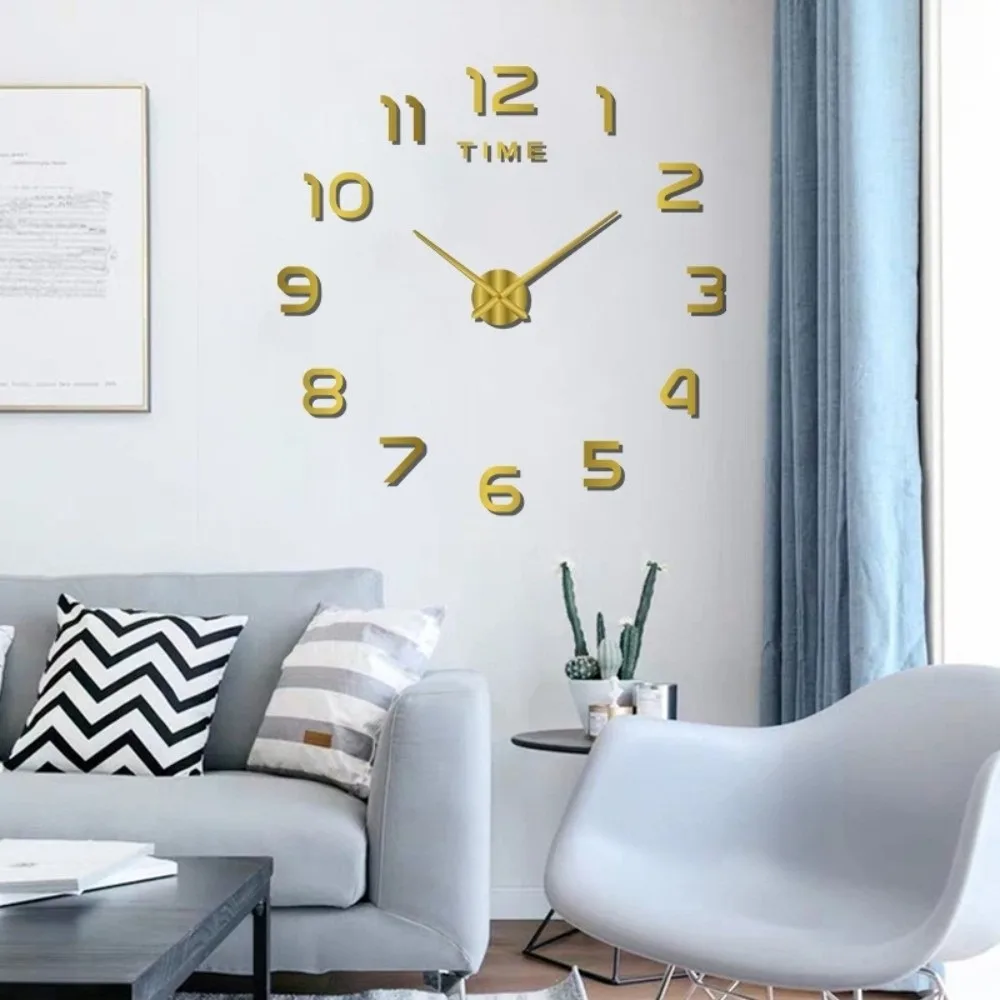 Modern Design Home Wall Clock Frameless Acrylic Night light Arrows Decal Wall Decoration Mirror Stickers Silent Clock