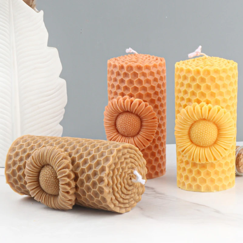 Geometry Honeycomb Candle Silicone Mold Square Beehive Soap Resin Plaster Mould Flower Cylinder Chocolate Making Home Decor Gift