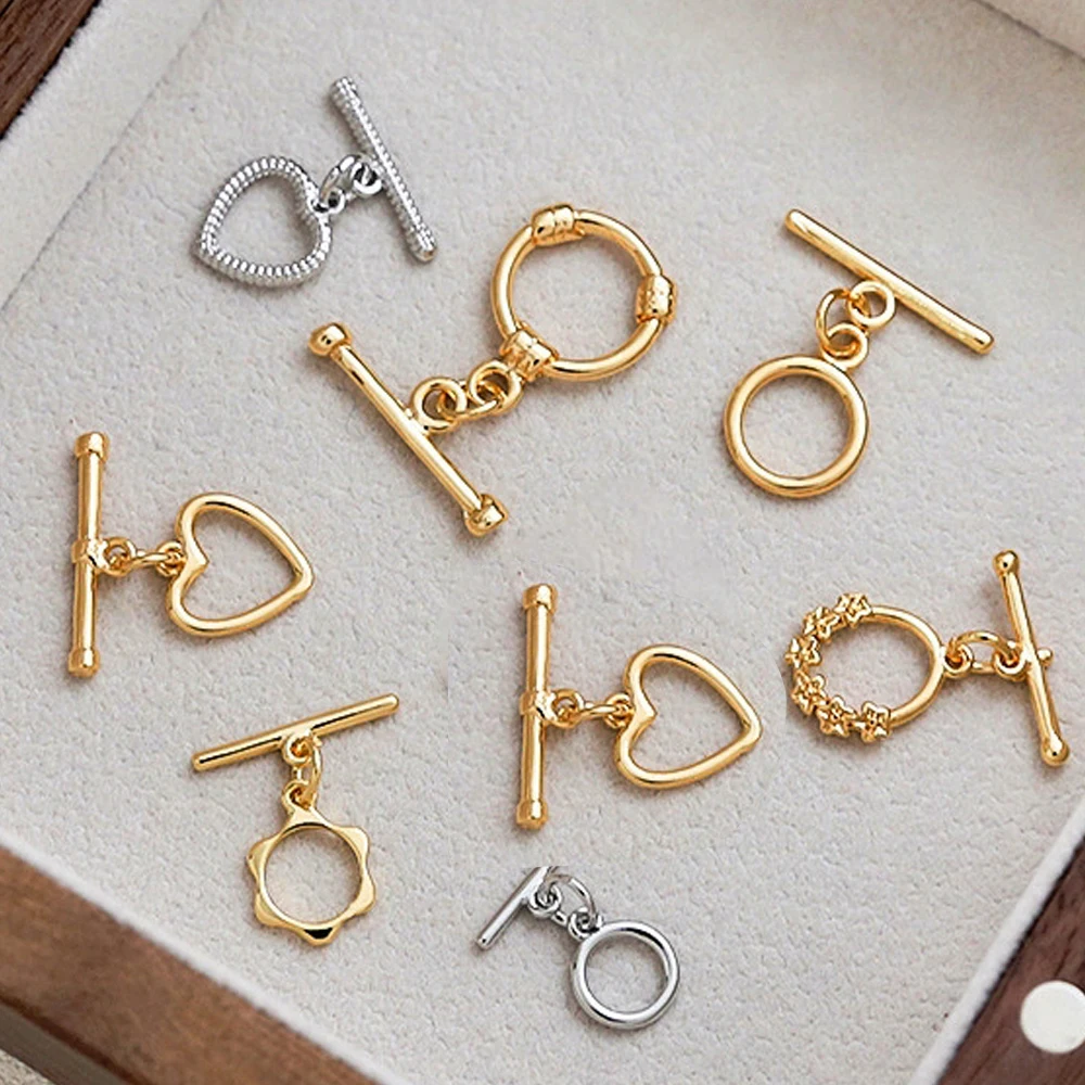 

2 Sets 18K Gold Plated Toggle Clasps Links Bracelet Closure Hook Fastener End Connector for DIY Necklace Jewelry Making Findings