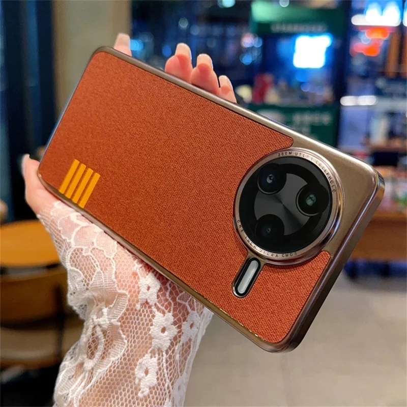 

For Xiaomi POCO F7 Ultra Redmi K80 Pro Case Electroplated Raised Metal Frame Camera Lens Plating Retro Soft Touch Fabric Cover