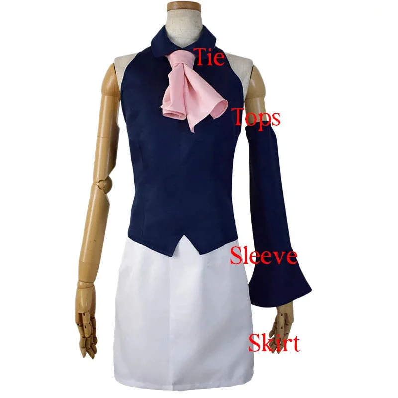 CyAnime 일곱 가지 대죄 코스프레 엘리자베스 리오네스 의상 블루 탑 화이트 스커트 유니폼 슈트 소녀 할로윈 의상 W 포함