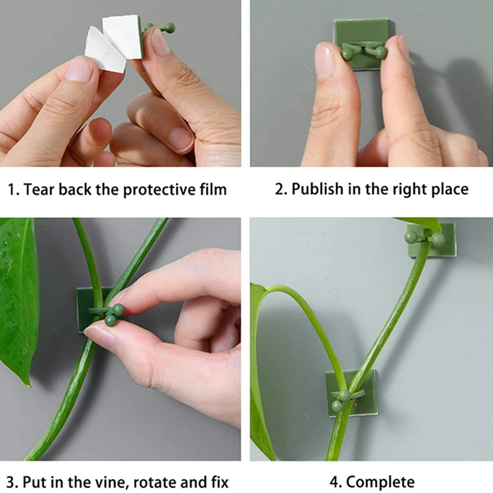 ABUL-240Pcs Green Invisible Wall Vine Fixing Clip, Plant Climbing Fixing Device Self-Adhesive Fixing Hook Vine Fixing Device