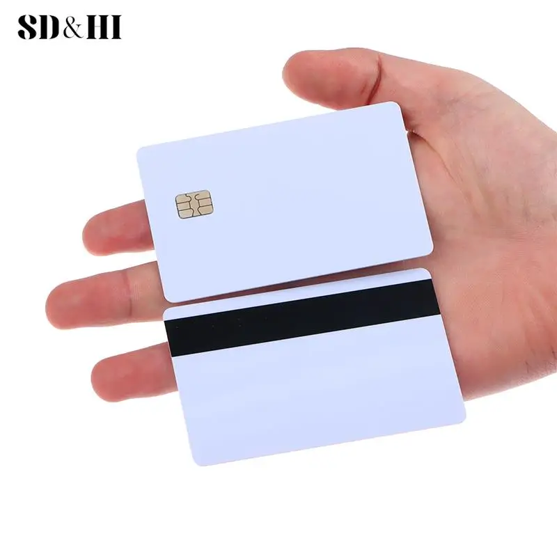 Smart Card em branco com tira magnética, Chip Sle4442, Hico 3 Track Inkjet PVC, Tipo de contato Composto IC Card, 5 Pcs