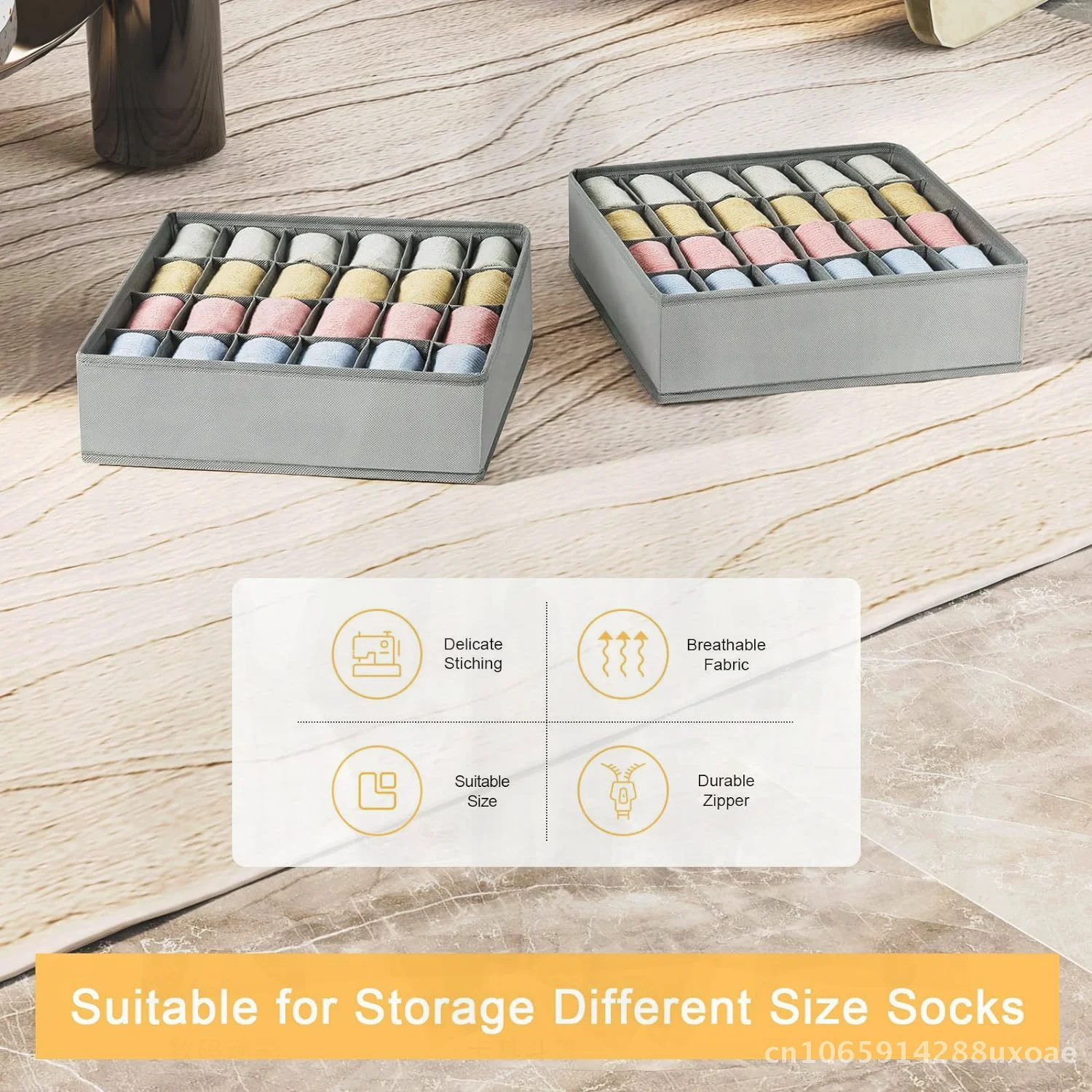 

Large Capacity Fabric Underwear Storage Box Cross-border Drawer Partition for Socks And Intimate Apparel Modern Minimalist Gray