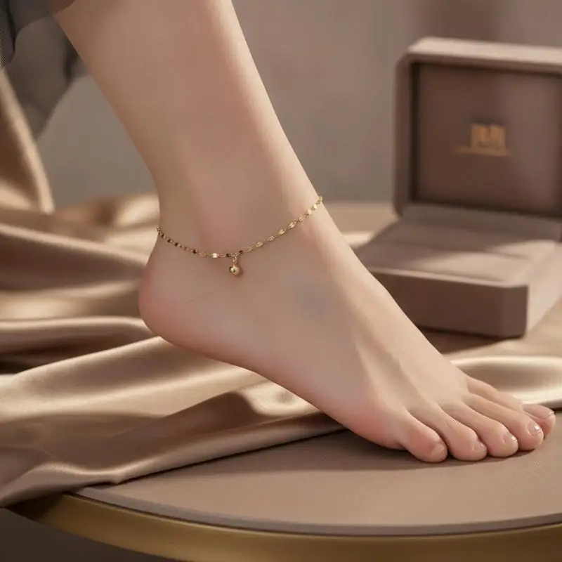Minimalist Fashion Anklet Bracelet Cute Beads Design Girls Foot Jewelry Adjustable for Beach Barefoot Holiday Wear