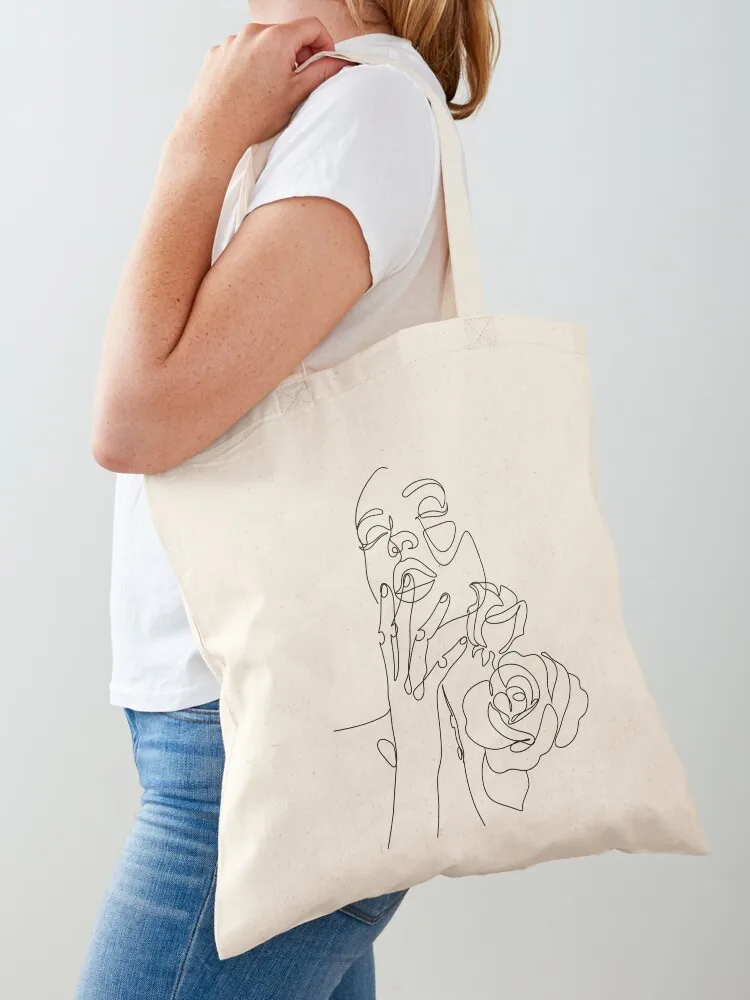 Woman print, celebrity, Scandinavian, Nordic, Trendy print, Rose, Scandinavian art, Modern art, Wall art, Print, Minima Tote Bag