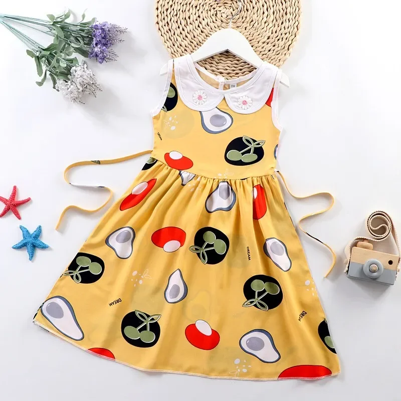 Dress for Girls Clothes Summer Sleeveless Dresses 4 5 6 7-year-old Kids Clothing Printed Fashion Children\'s Nightdress