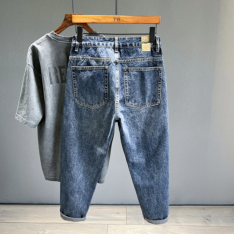 2026 New Autumn High Quality 99% Cotton Straight Loose Men's Tapered Jeans Cityboy Retro Korean Mid-waist Denim Carrot Pants