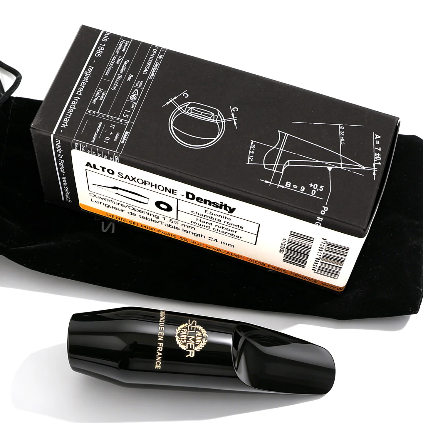 Selmer Paris Density Alto Sax Mouthpiece, New Ebonite Classical Jazz Pop Saxophone Mouthpiece for Eb Alto Sax