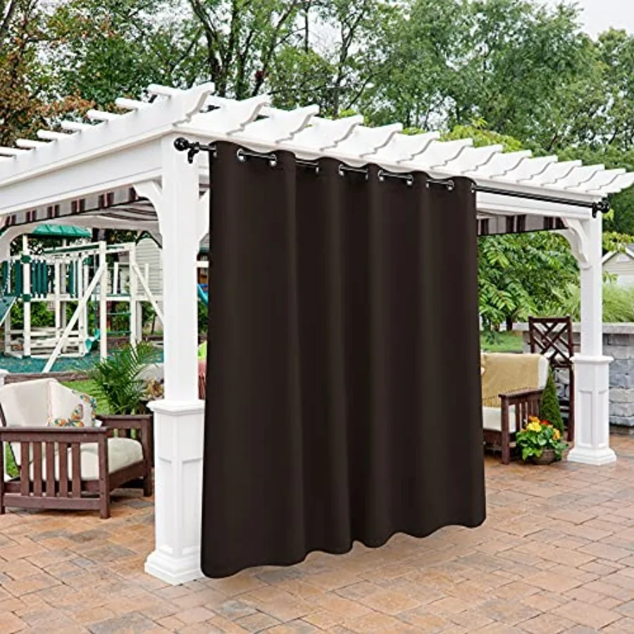 

Waterproof Indoor/Outdoor Curtains for Patio - Thermal Insulated, Light Blocking Grommet Blackout Curtain for Bedroom, Porch, L