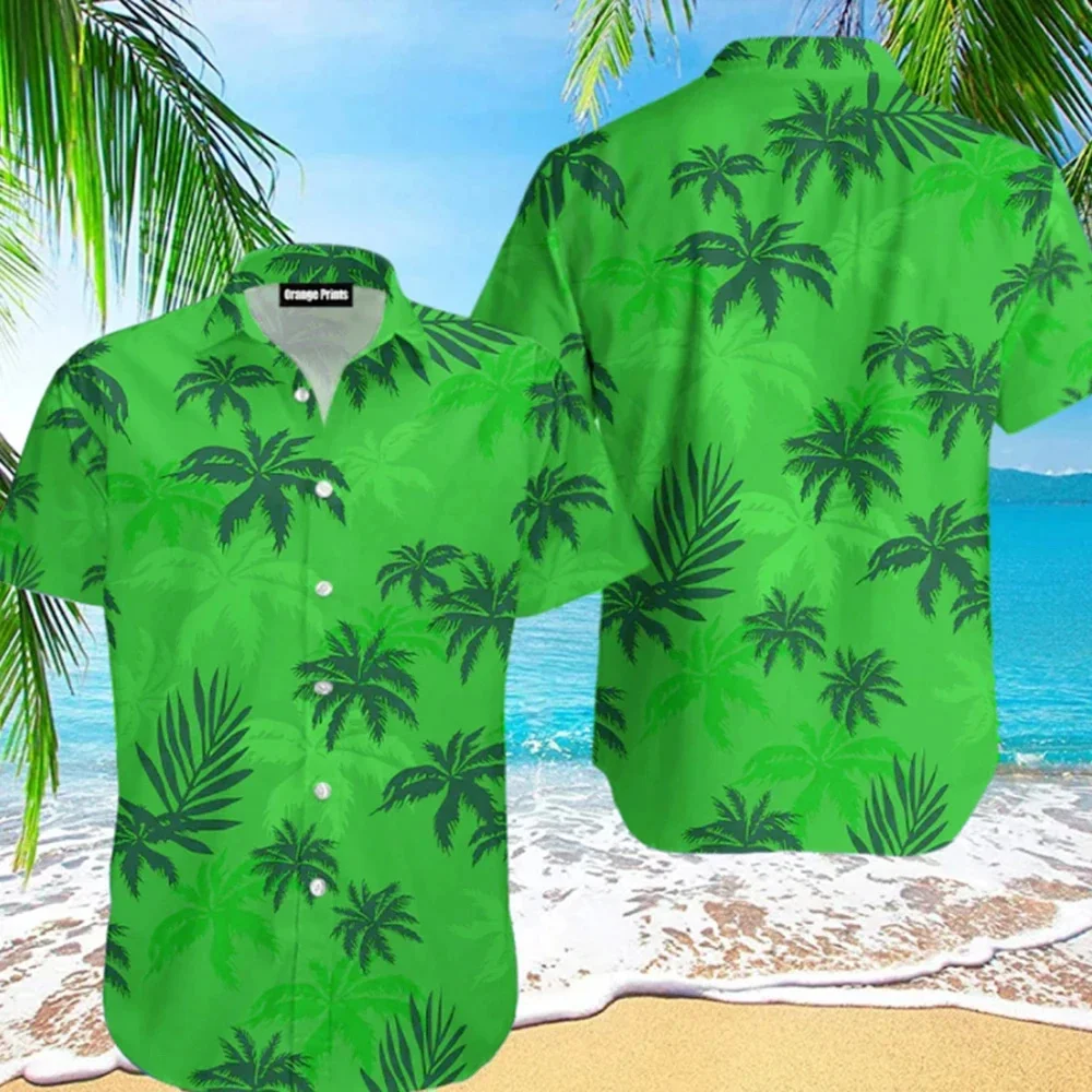 Camisa estampada floral masculina havaiana 3D de coco, tamanho grande, flor de praia, moda verão fresco, moda 5XL, 2024