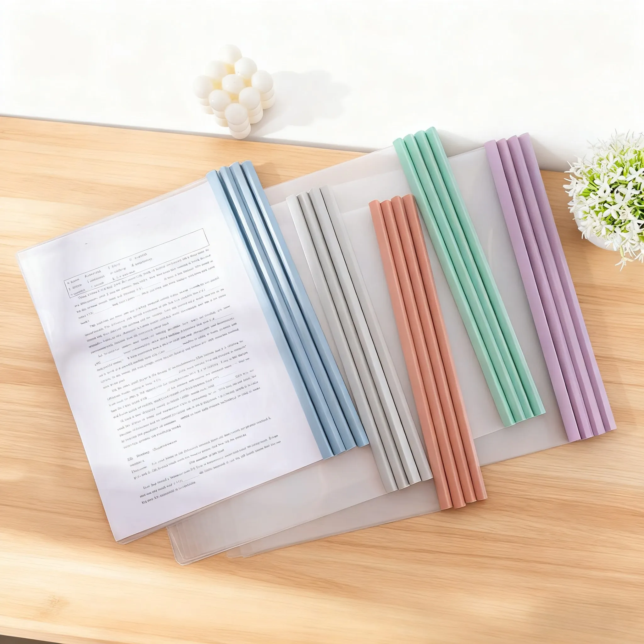 Pull Rod Folder, Lever Folder, Morandi Colorful Loose-Leaf Transparent Report Folder, Office Document Storage Folder