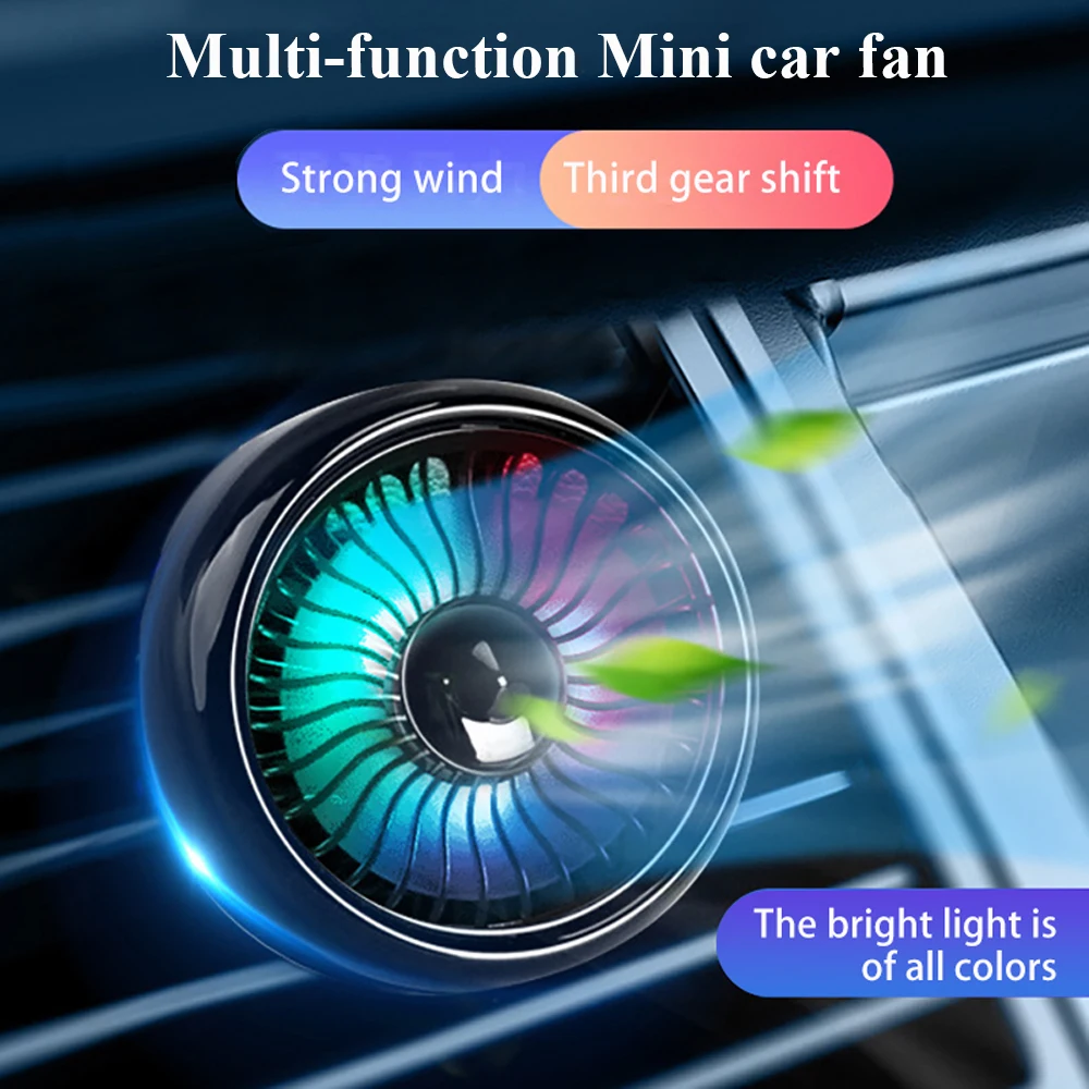 Car Fan Multi-function Mini Car Fan Cooler Car 360 Degree Rotating Cooling Fan Electric Car Circulator 12-24V 3 Speed Car Cooler